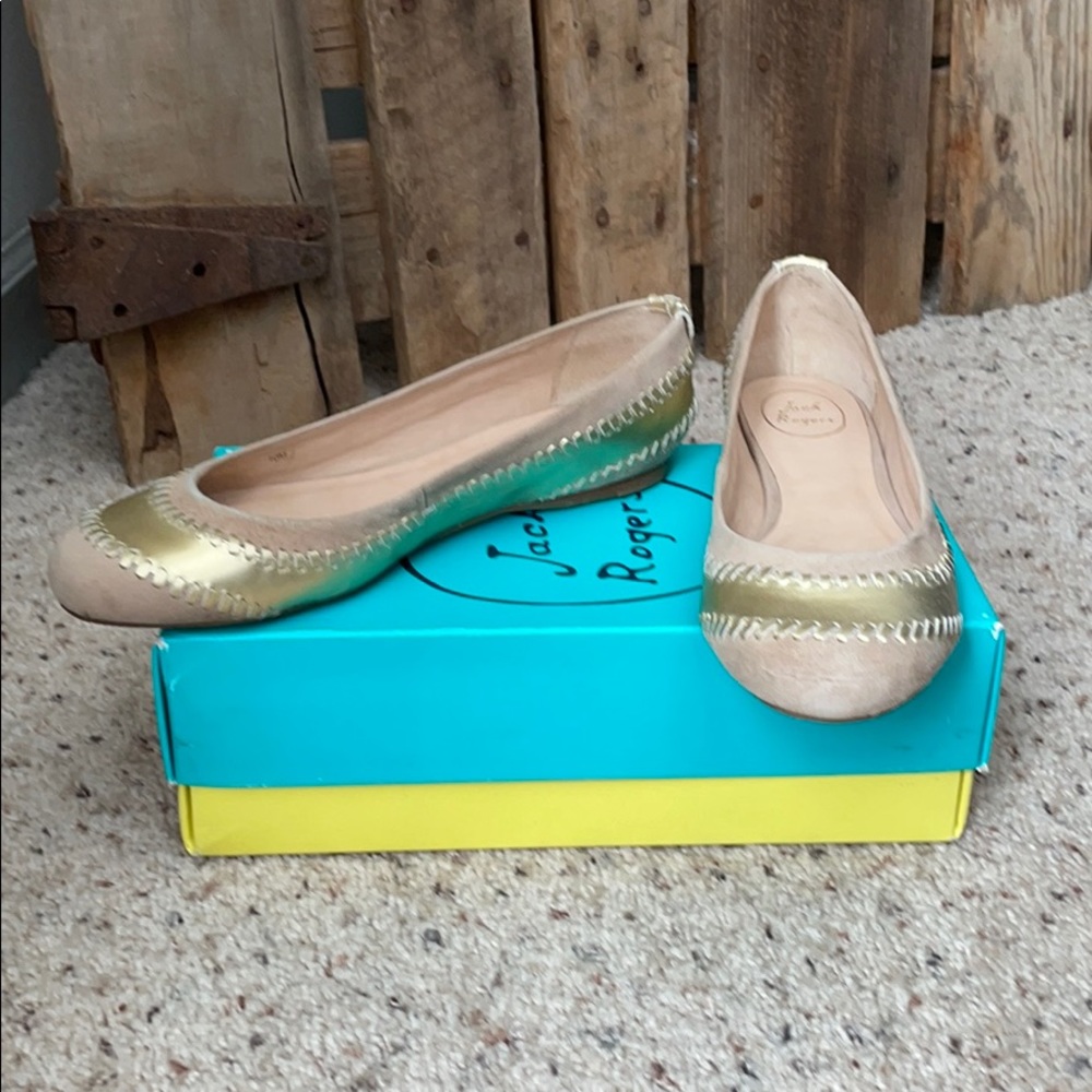 Jack Rogers Gold Ballet Flats